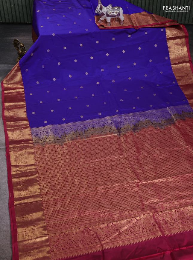 Blue & Pink Bangalori Silk - Buttas