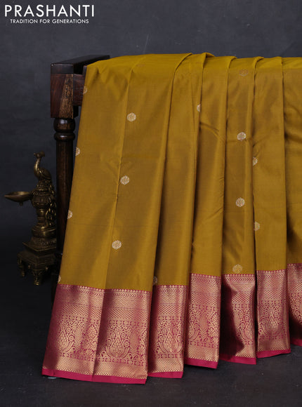 Mustard Yellow & Pink Bangalori Silk - Buttas