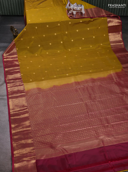 Mustard Yellow & Pink Bangalori Silk - Buttas