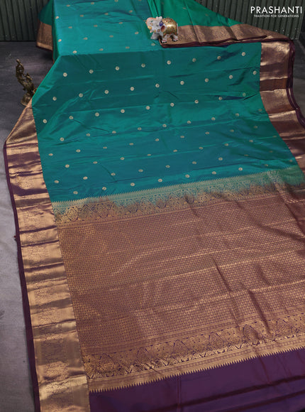 Peacock Green & Maroon Bangalori Silk - Buttas