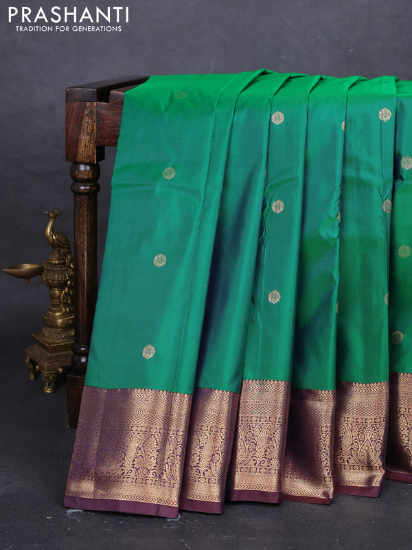 Green & Maroon Bangalori Silk - Buttas