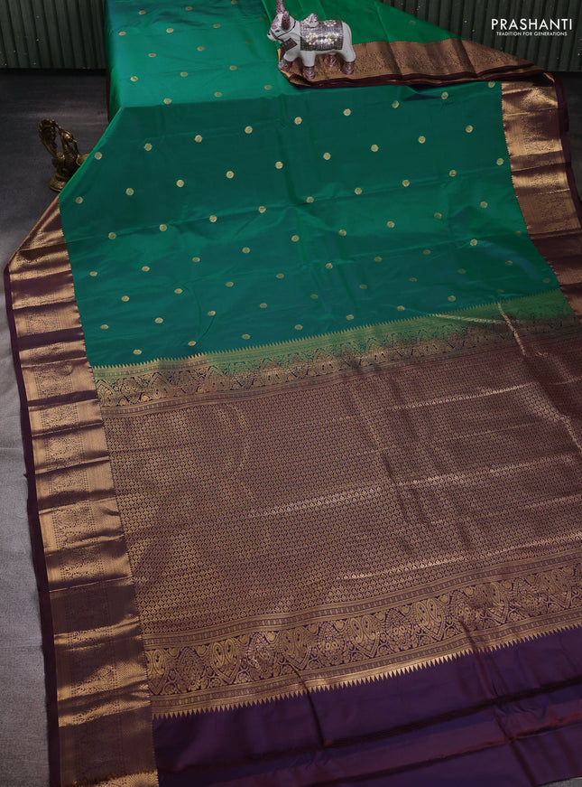 Green & Maroon Bangalori Silk - Buttas