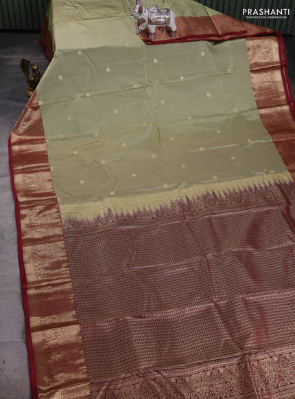 Elaichi Green & Maroon Bangalori Silk - Buttas