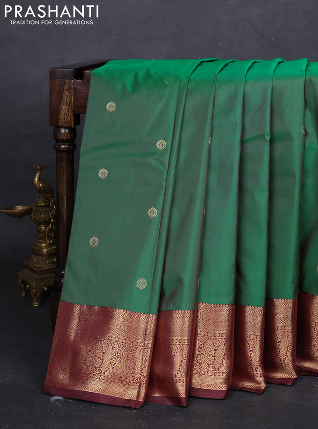 Green & Maroon Bangalori Silk - Buttas
