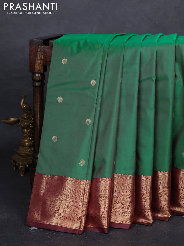 Green & Maroon Bangalori Silk - Buttas