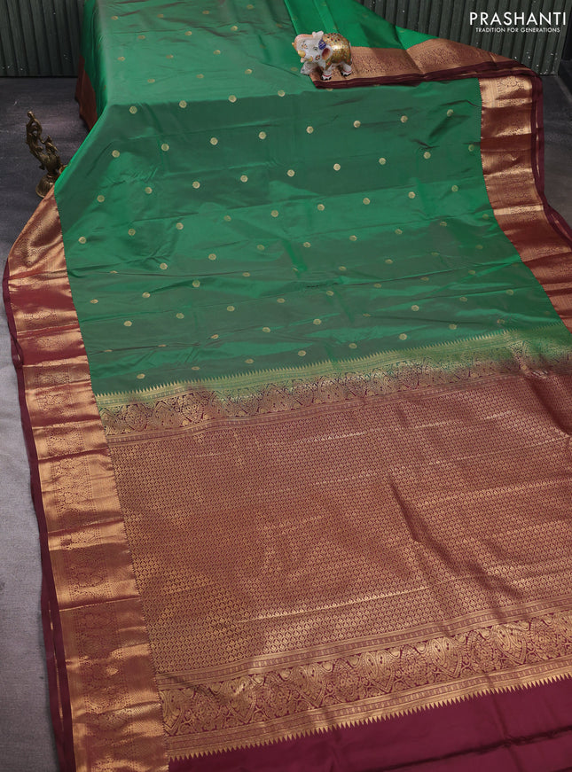 Green & Maroon Bangalori Silk - Buttas