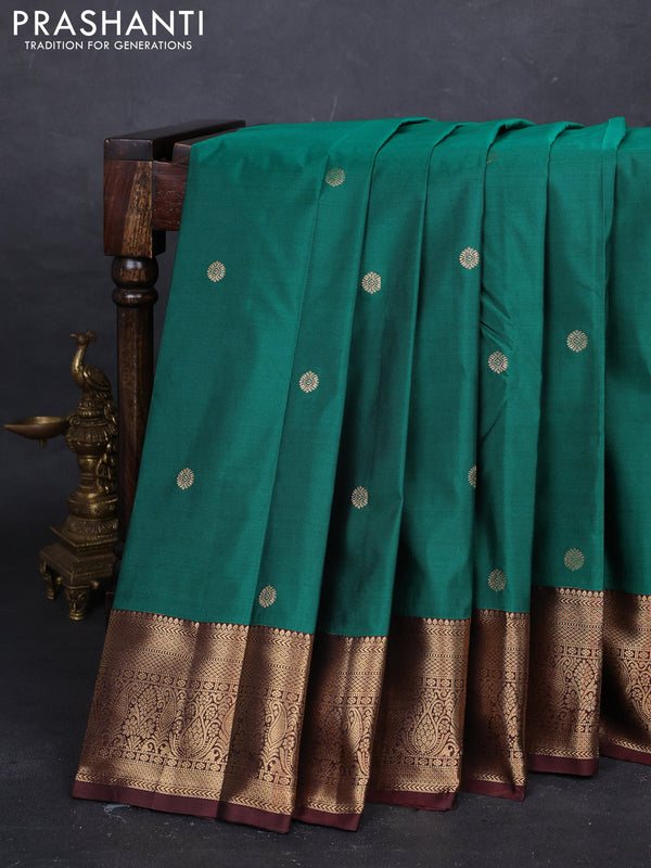 Green & Brown Bangalori Silk - Buttas