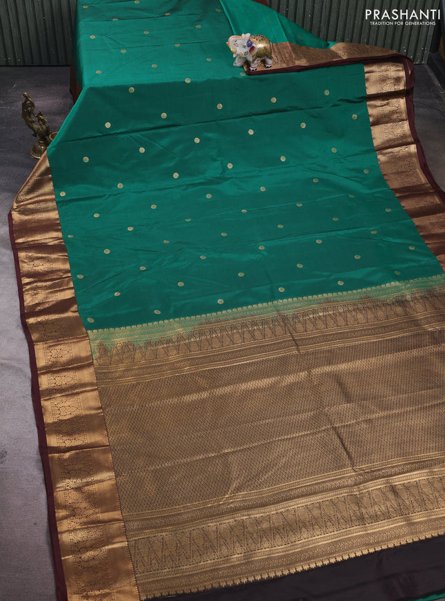 Green & Brown Bangalori Silk - Buttas