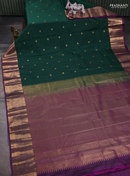 Bottle Green & Purple Bangalori Silk - Buttas