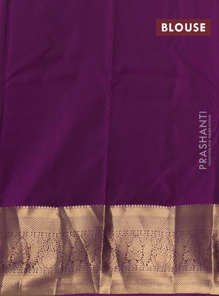 Mustard Yellow & Purple Bangalori Silk - Buttas