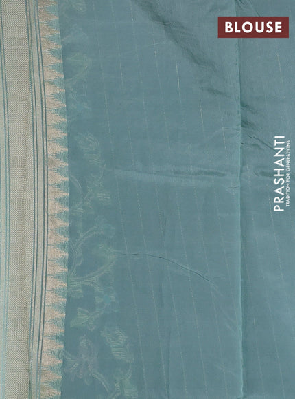 Blue & Teal Blue Kosa Jamdani Silk Saree