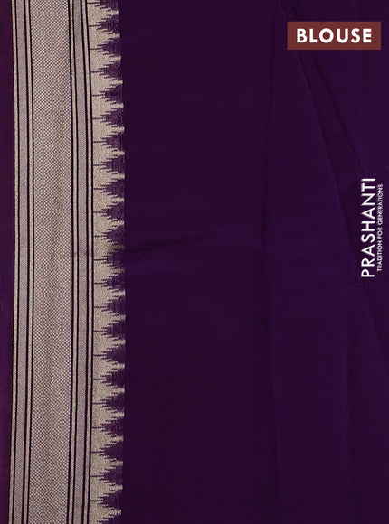 Yellow & Violet Kosa Jamdani Silk Saree