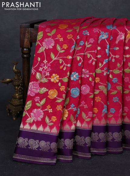 Pink & Violet Kosa Jamdani Silk Saree