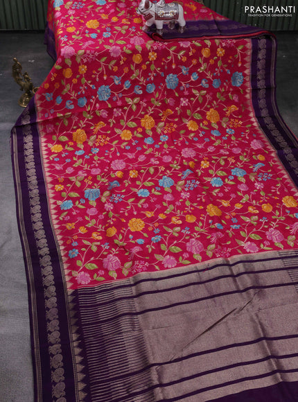 Pink & Violet Kosa Jamdani Silk Saree