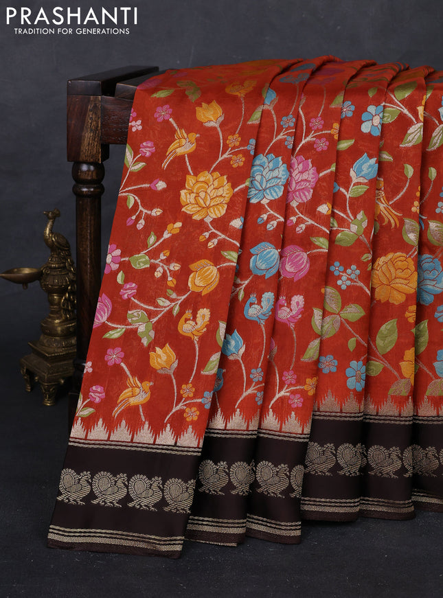 Rust & Coffee Brown Kosa Jamdani Silk Saree