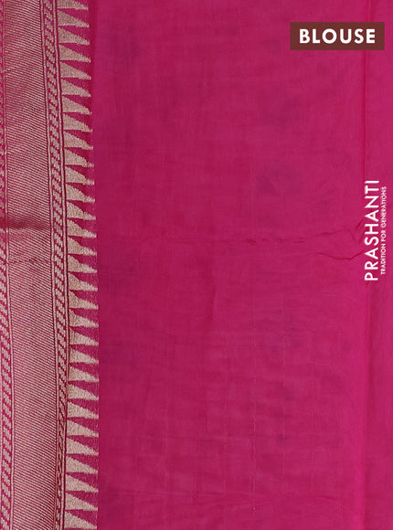 Cream & Pink Kosa Jamdani Silk Saree