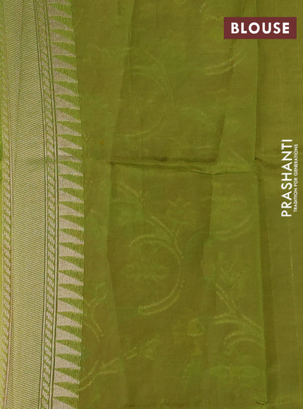 Pink & Light Green Kosa Jamdani Silk Saree