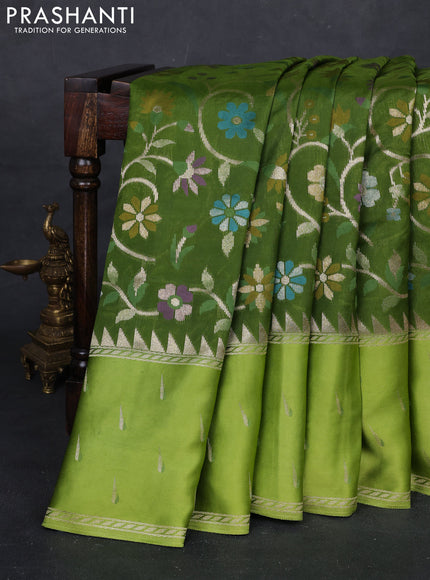 Green & Light Green Kosa Jamdani Silk Saree