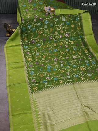 Green & Light Green Kosa Jamdani Silk Saree