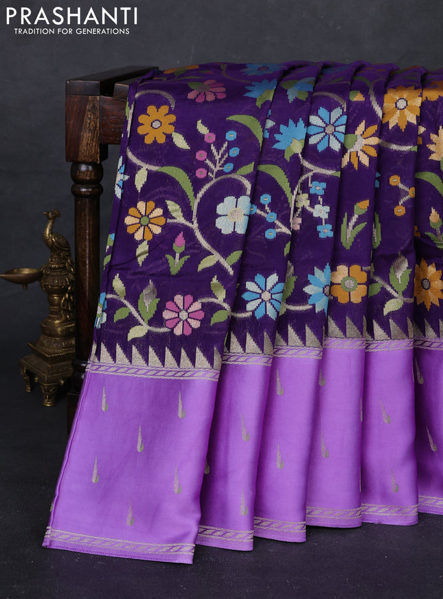 Violet & Lavender Kosa Jamdani Silk Saree