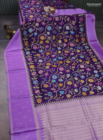 Violet & Lavender Kosa Jamdani Silk Saree