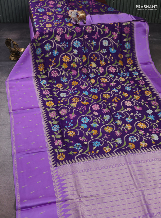 Violet & Lavender Kosa Jamdani Silk Saree