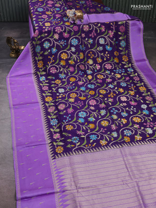 Violet & Lavender Kosa Jamdani Silk Saree