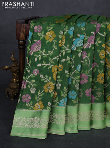 Green & Light Green Kosa Jamdani Silk Saree