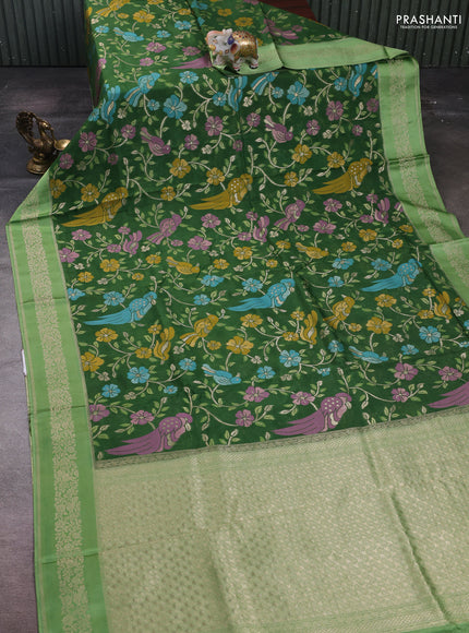 Green & Light Green Kosa Jamdani Silk Saree