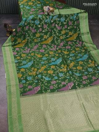 Green & Light Green Kosa Jamdani Silk Saree