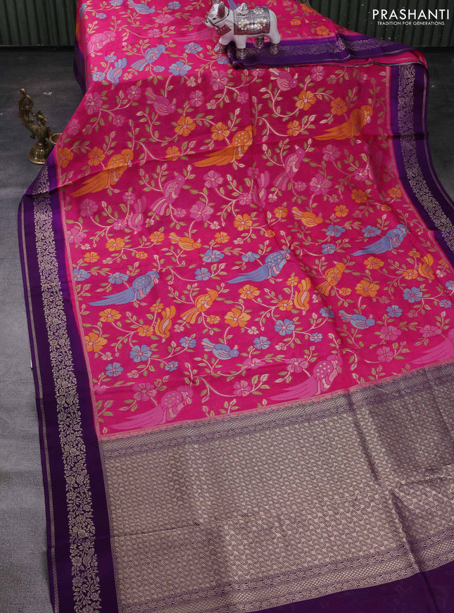 Pink & Purple Kosa Jamdani Silk Saree