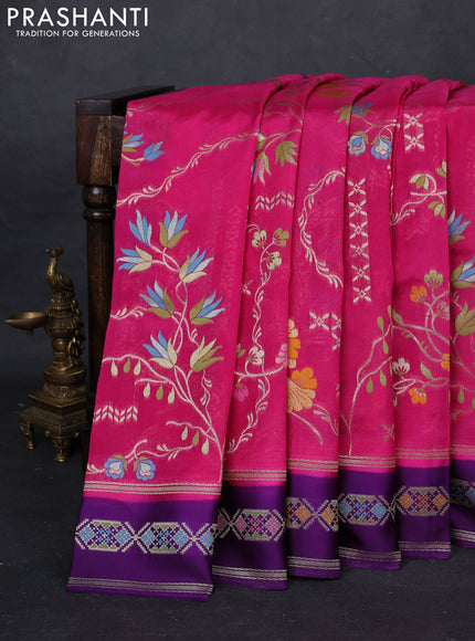 Pink & Purple Kosa Jamdani Silk Saree