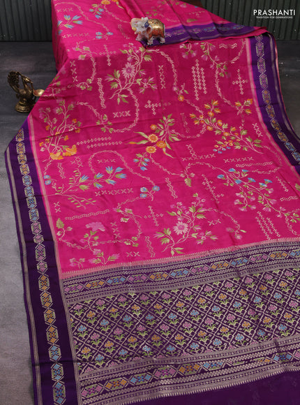 Pink & Purple Kosa Jamdani Silk Saree