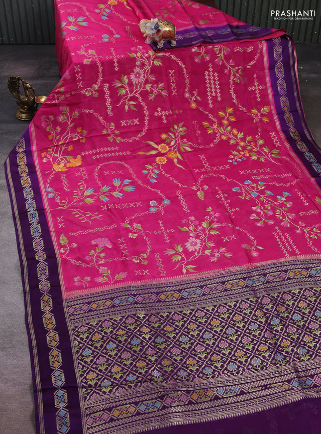 Pink & Purple Kosa Jamdani Silk Saree