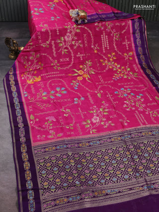 Pink & Purple Kosa Jamdani Silk Saree