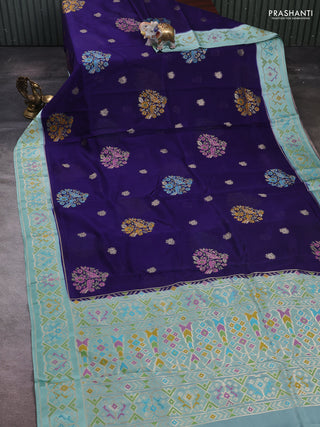 Blue & Teal Blue Kosa Jamdani Silk Saree