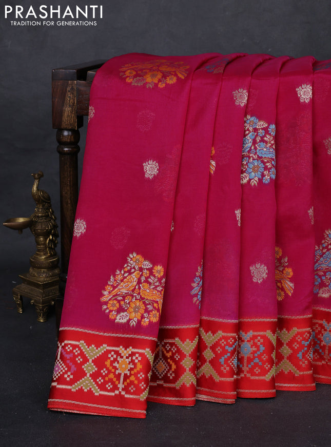 Pink & Red Kosa Jamdani Silk Saree