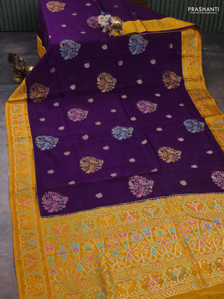 Purple & Mustard Yellow Kosa Jamdani Silk Saree