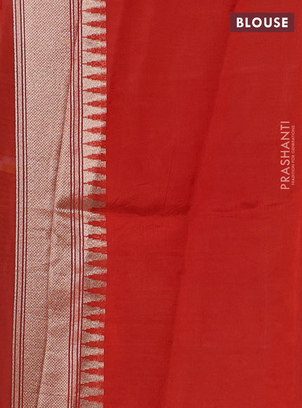 Coffee Brown & Orange Kosa Jamdani Silk Saree