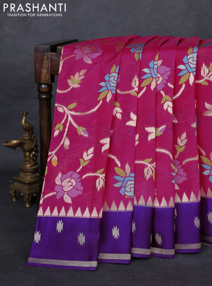 Pink & Purple Kosa Jamdani Silk Saree