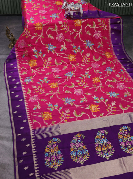Pink & Purple Kosa Jamdani Silk Saree