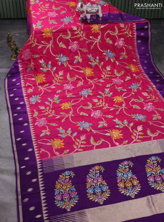 Pink & Purple Kosa Jamdani Silk Saree