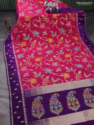 Pink & Purple Kosa Jamdani Silk Saree