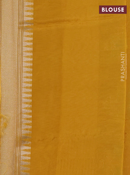 Purple & Mustard Yellow Kosa Jamdani Silk Saree