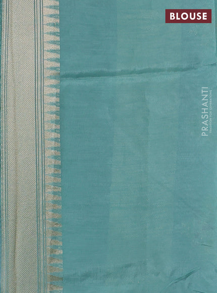 Blue & Teal Blue Kosa Jamdani Silk Saree