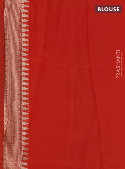 Coffee Brown & Orange Kosa Jamdani Silk Saree