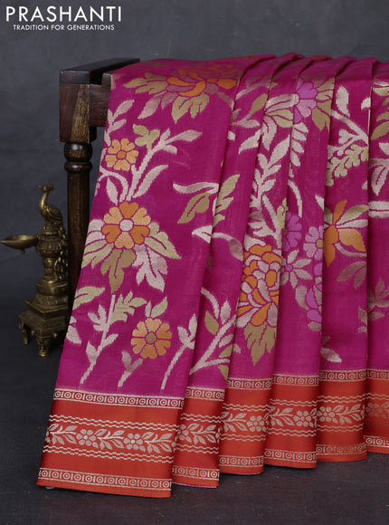 Pink & Orange Kosa Jamdani Silk Saree