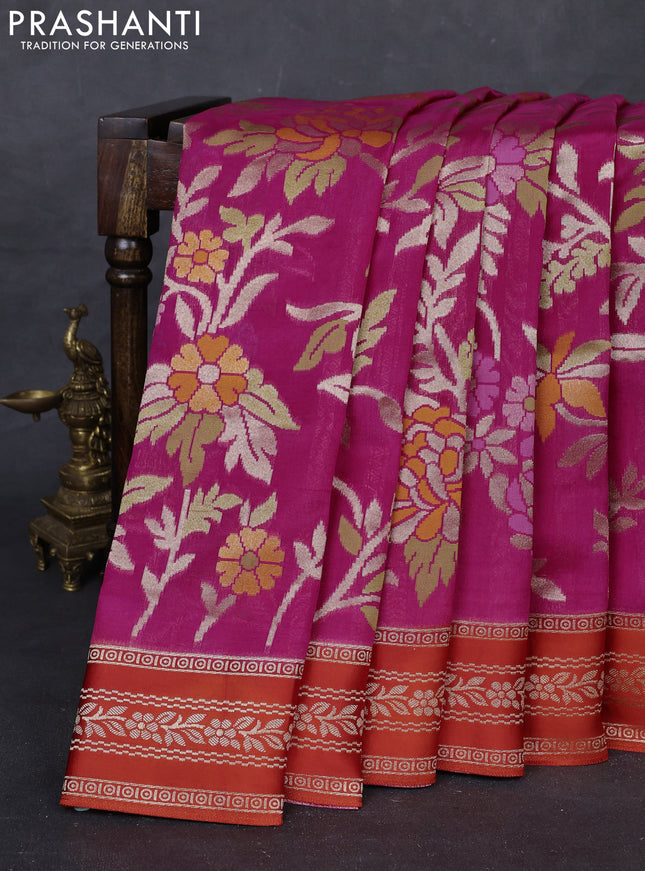 Pink & Orange Kosa Jamdani Silk Saree
