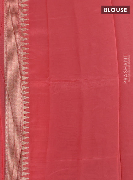 Coffee Brown & Peach Kosa Jamdani Silk Saree
