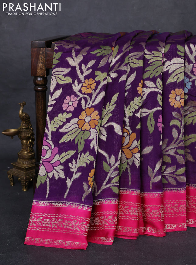 Purple & Pink Kosa Jamdani Silk Saree
